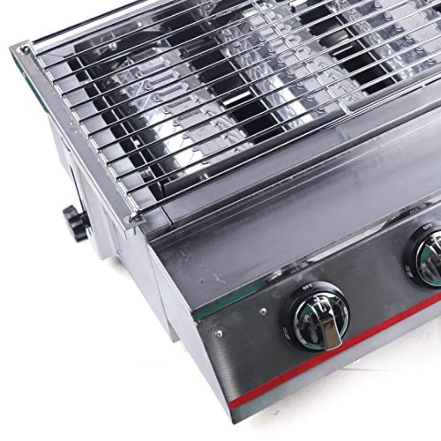 8 Burners Commercial Stainless Steel Gas BBQ Grill 2800Pa Outdoor Cooking Grills LPG Multi-function Tabletop BBQ for Camping Pi