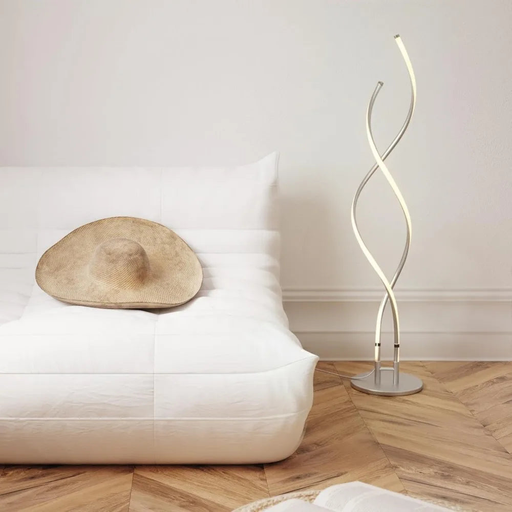 Adjustable Modern Spiral LED Floor Lamp - Dimmable for Living Spaces and Office Settings