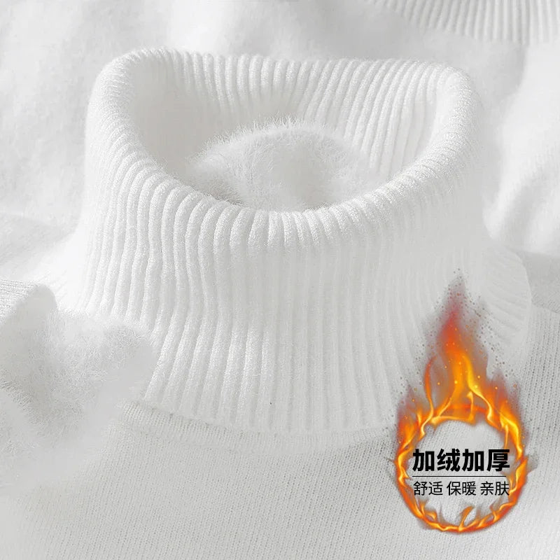 Sweatwear Mens Anti-pilling High Quality Knitted Turtleneck Sweater Slim Fit Long Sleeve Pullover Solid Color Trend Men Clothing