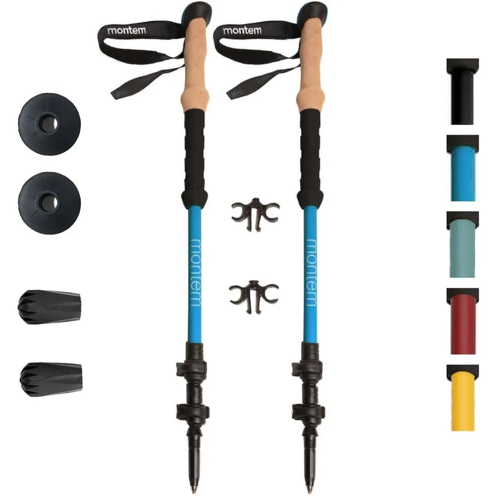 Ultra Light 100% Carbon Fiber Trekking, Walking, and Hiking Poles - One Pair (2 Poles) - Ultra Light, Quick Locking, Foldable
