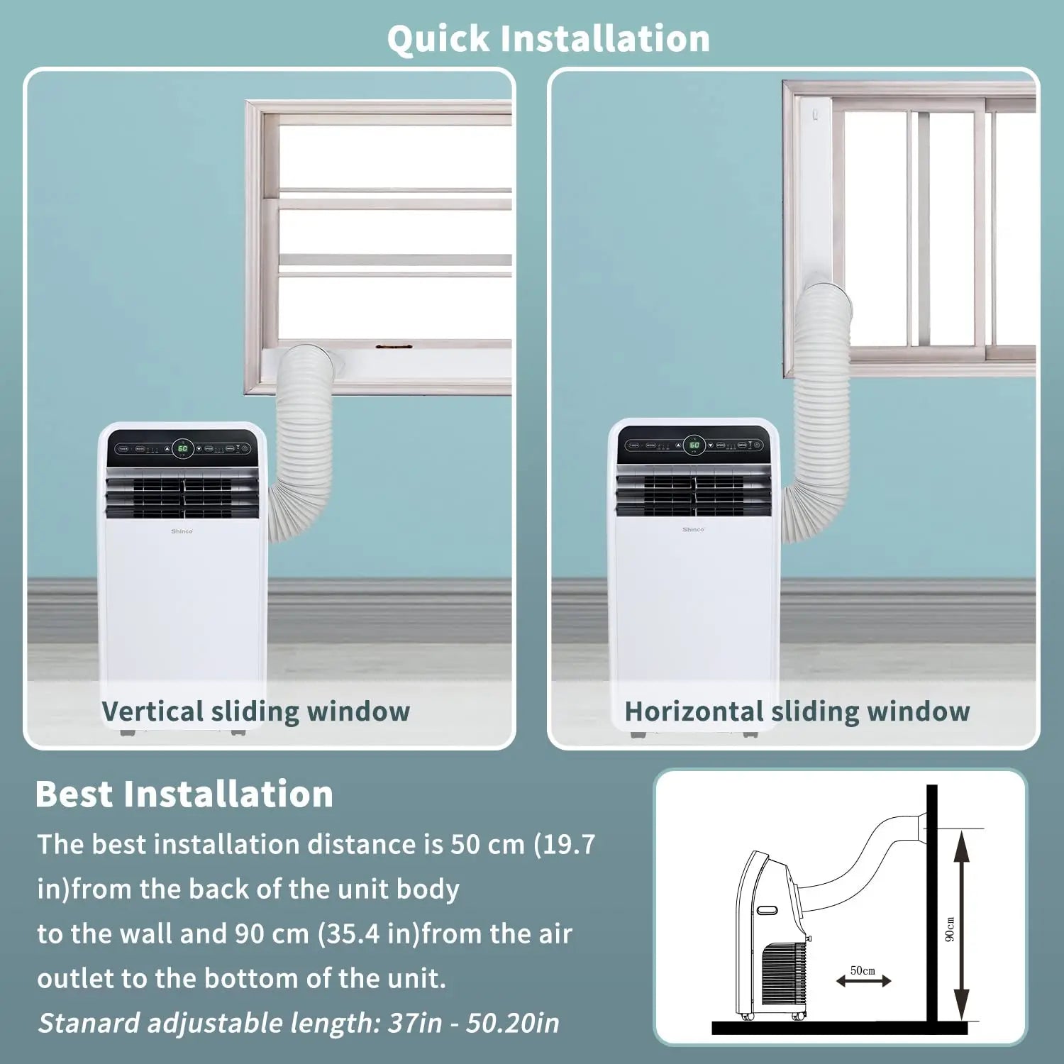 Shinco 12,000 BTU Smart Wi-Fi Portable Air Conditioner, Portable AC Unit with Built-in Cool, Dehumidifier&Fan Modes for Room