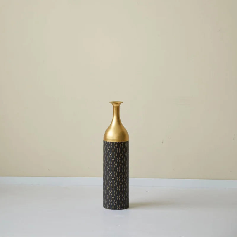 Elegant Floral Display Floor Vase Set Of 3 Black And Gold Metal For Mother'S Day Wedding Home Living Room Decoration Vase USA
