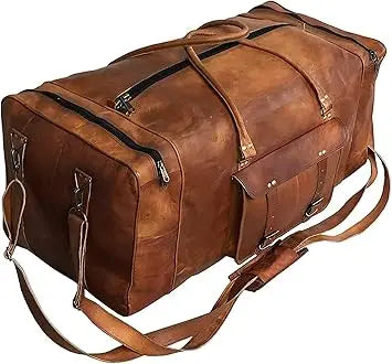 Handcrafted 24-Inch Leather Duffel Bag - Travel, Weekend Getaway, Gym, Carry-On for Men & Women