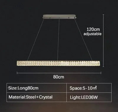 Modern Simple Modern Chandelier Luxury Interior Decoration Hotel Bar Kitchen Living Room Crystal Pendant Lamps Strip Led Light