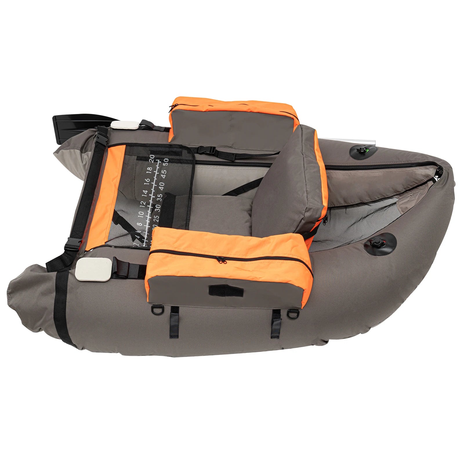 Gray Outdoor Fishing Boat Inflatable Boat Raft with Pump Adjustable Backrest 130kg/286.6lbs Load