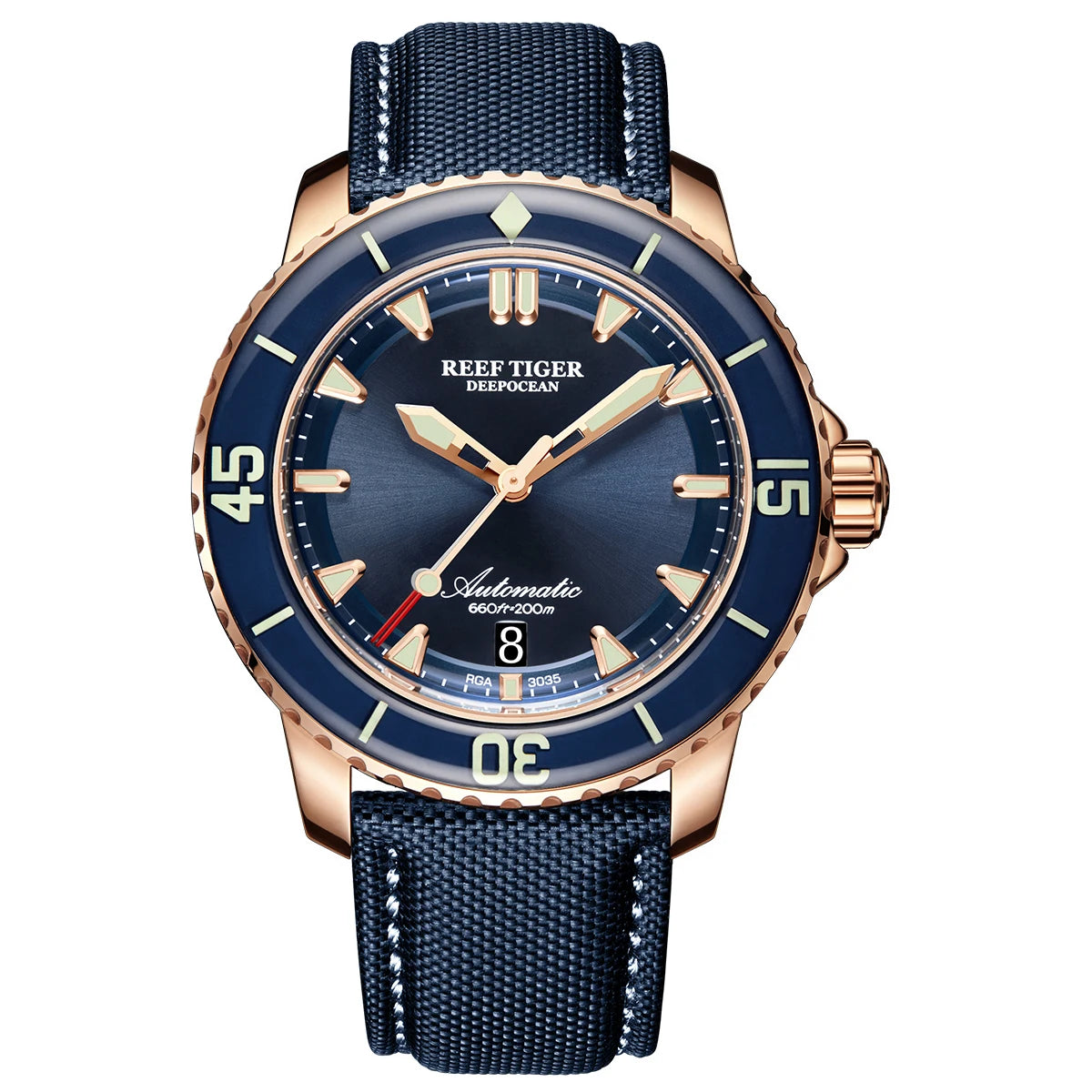 reef tiger brand fully automatic mechanical watches, business men's watches, personalized and fashionable luminous men's sports