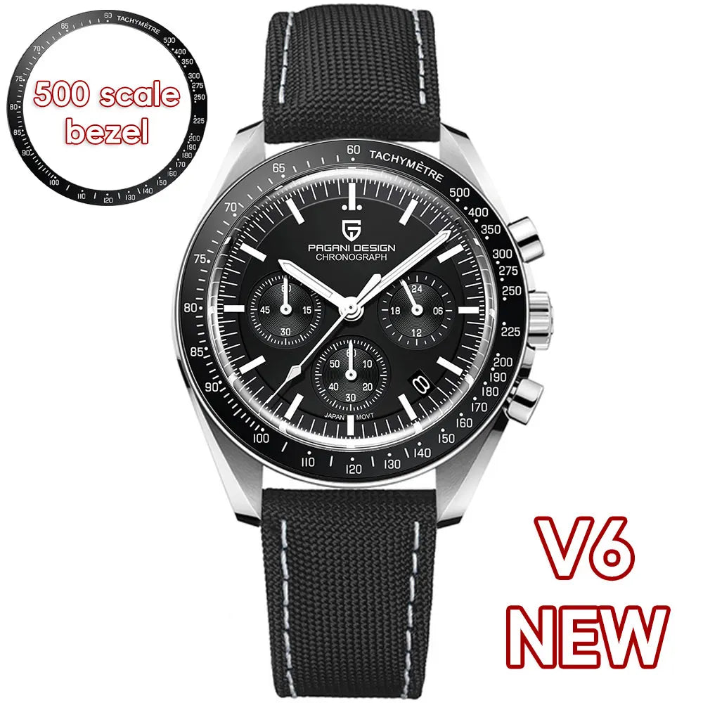 PAGANI DESIGN 2025 New Saturn Men's Watches Top Luxury Quartz Watch Men Light Tan Chronograph AR Sapphire crystal Wristwatch Men