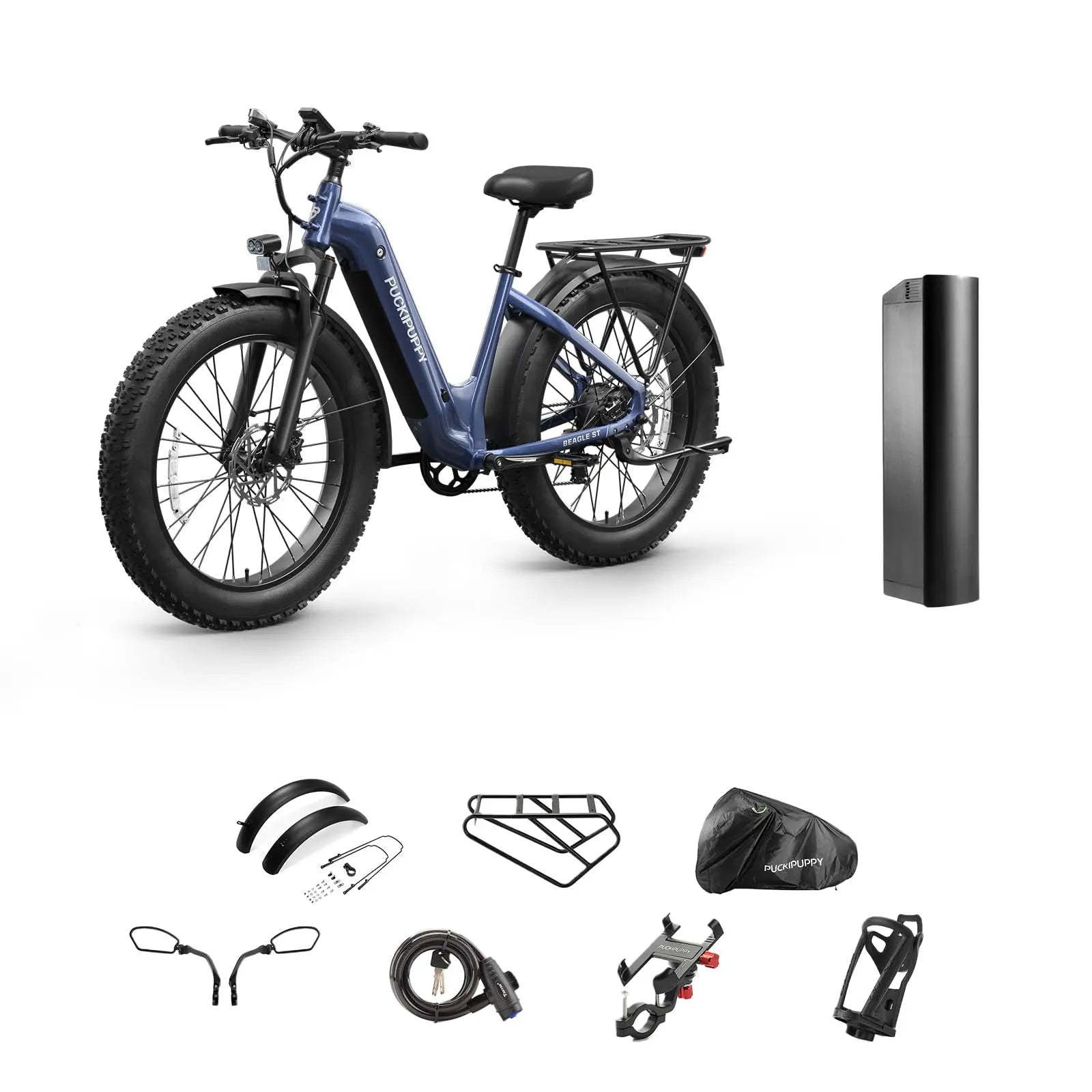 PUCKIPUPPY Beagle ST Electric Bike for Adults 26" Fat Tire Step-Through Electric Mountain Bike Off-Road Ebike 2-Year Warranty