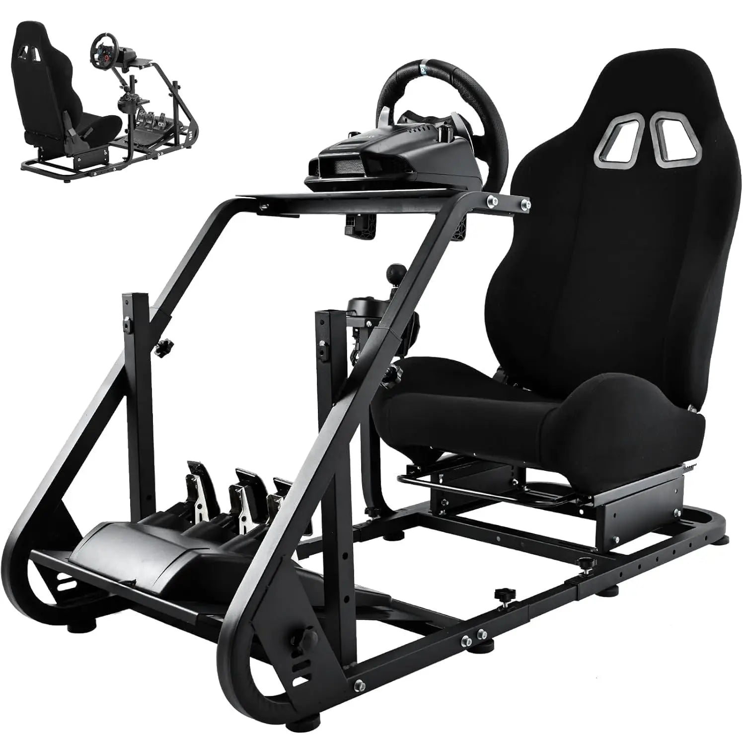 G29 Racing Simulator Cockpit with Seat Fit for Logitech/Thrustmaster/Fanatec G25 G27 G923 T150,Steering Wheel Cockpit