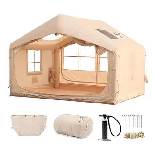 Inflatable Tent for Camping - 6-8 Person Ultra-Quick Setup Blow Up Tent,80.73 Square Feets 4 Season Inflatable Tent with Stove