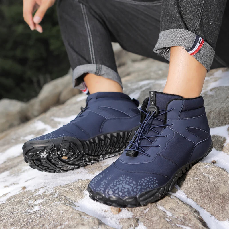 Winter Barefoot Boots Men Winter Shoes Barefoot Ankle Boots 36-46 Couple Snow Shoes Outdoor Hiking Shoes Fur Warm Plush Boots