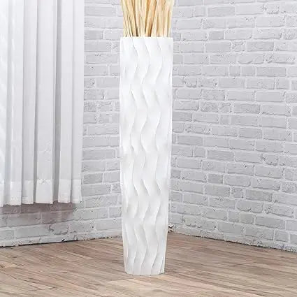 Rustic Wooden Floor Vase - 36 Tall Decorative Plant Holder for Artificial Flowers and Pampas Grass