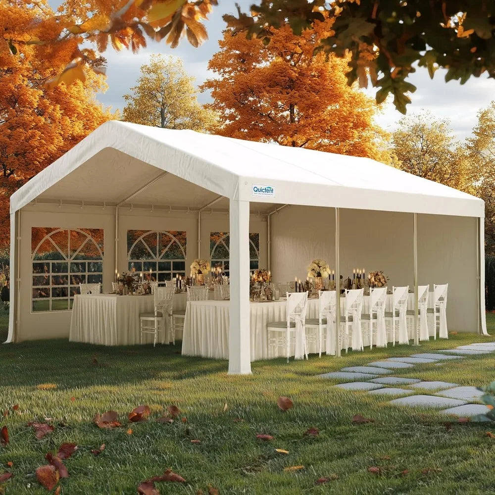 Premium 13x20 Party Tent Heavy Duty Outdoor Gazebo White Event Shelter Wedding Canopy Tent for Parties Carport BBQ with