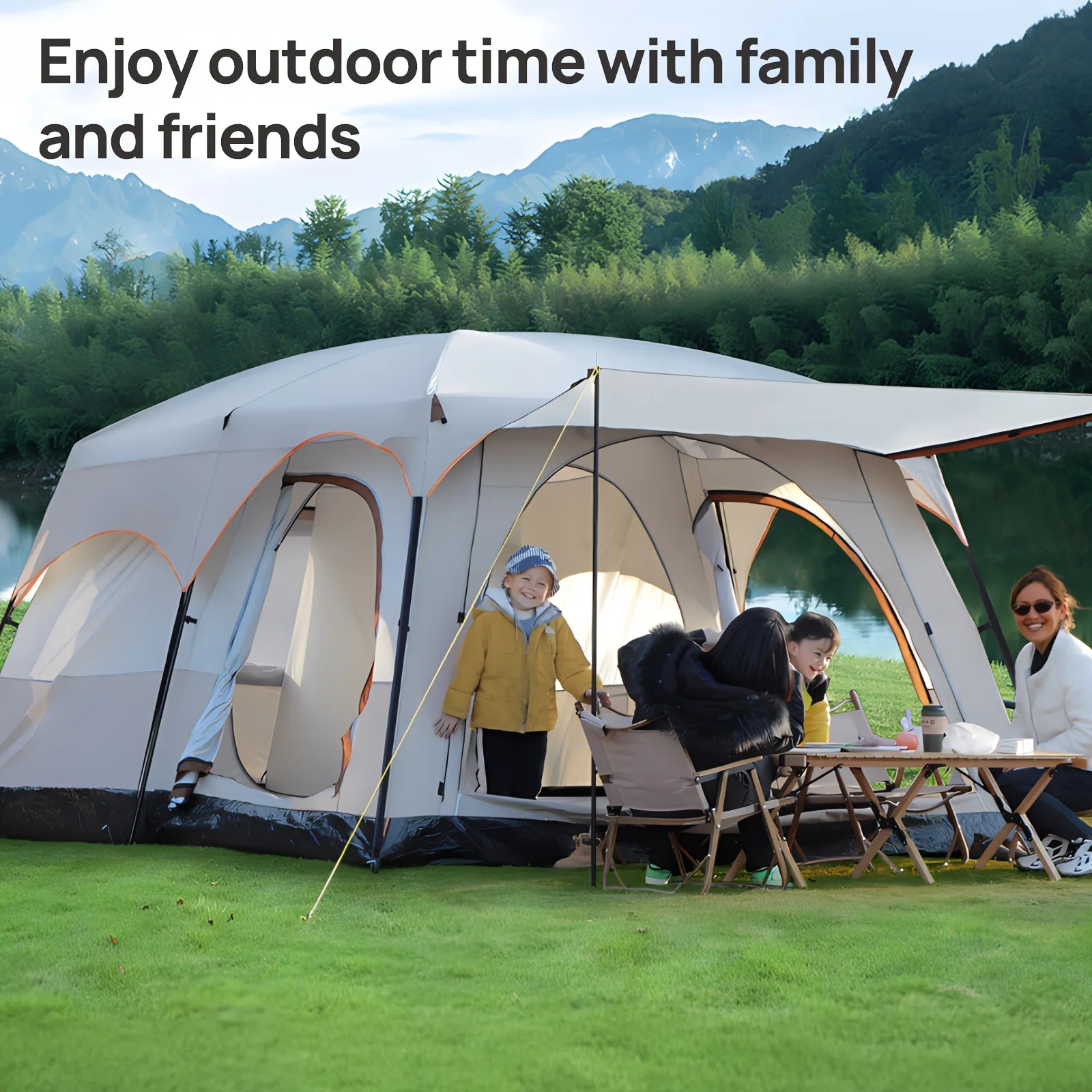 4-6 Person Camp Tent, Sunscreen, Anti-mosquito, Portable Tent, Suitable For Outdoor Camping