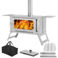 Hot Tent Stove, Wood Burning Stove, Portable Stainless Wood Stove with Cooking Grill,for Outdoor Camping Cooking and Heating