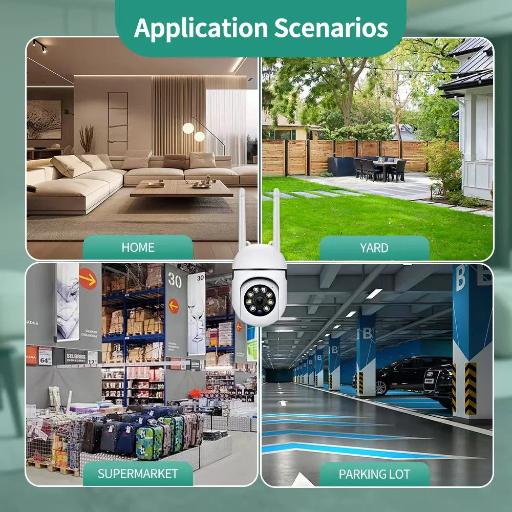 Camera WiFi System: High-definition 1080P home security cameras featuring two-way audio, color night vision, motion tracking, US