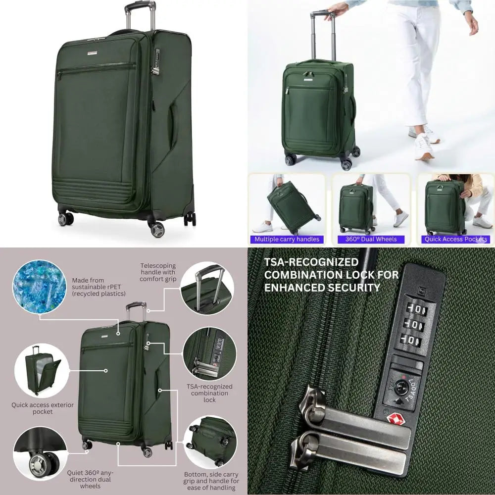 Eco-Friendly Medium Check-In Luggage Crafted from 100% Recycled PET, Lightweight and Sustainable Travel Bag for Eco-Conscious Tr