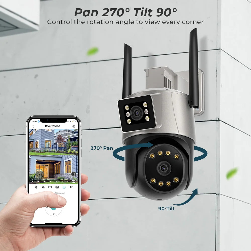 Security Protection Waterproof Security Video CCTV  Surveillance Camera 8MP 4K Wifi IP Camera Dual Lens  IP Camera ICSEE APP VMS