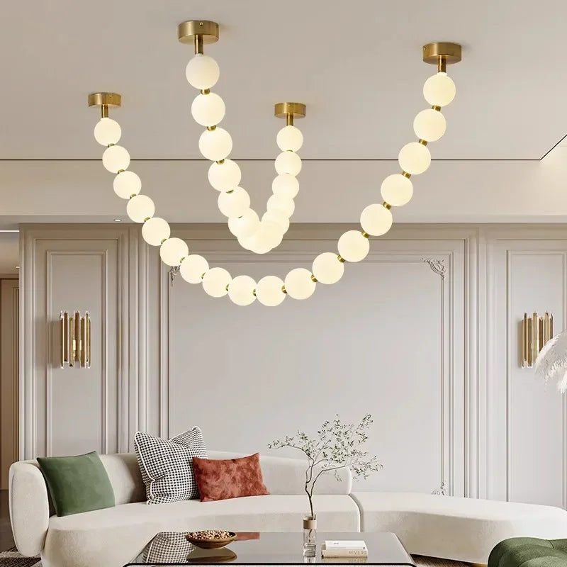Nordic Magic Bean Pendant Lamp Indoor Decor Led Ceiling Lamp for Living Room Kitchen Hotel Hall Dine Beads LED Hanging Lamp