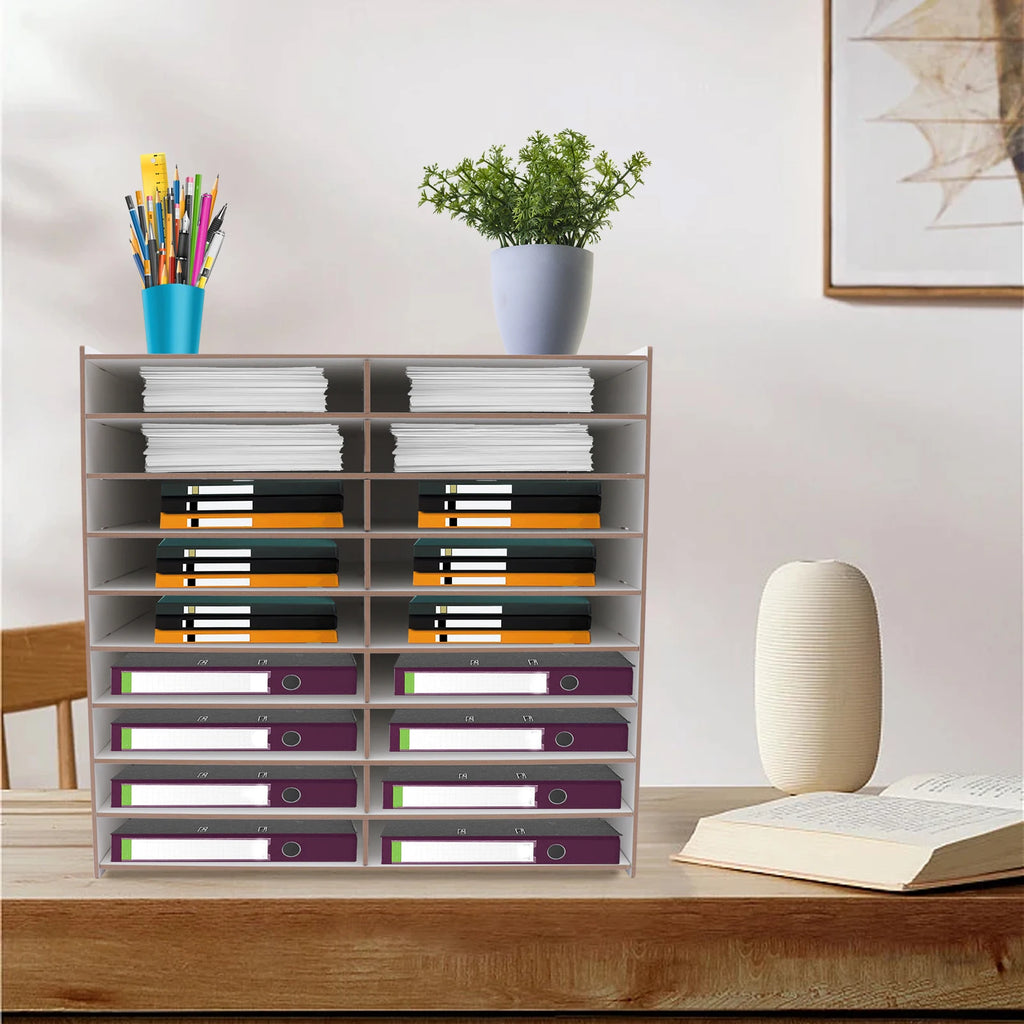 Wood Paper Mail Tray Sorter Office Desktop File Literature Organiser Classroom Vertical Magazine Storage Rack