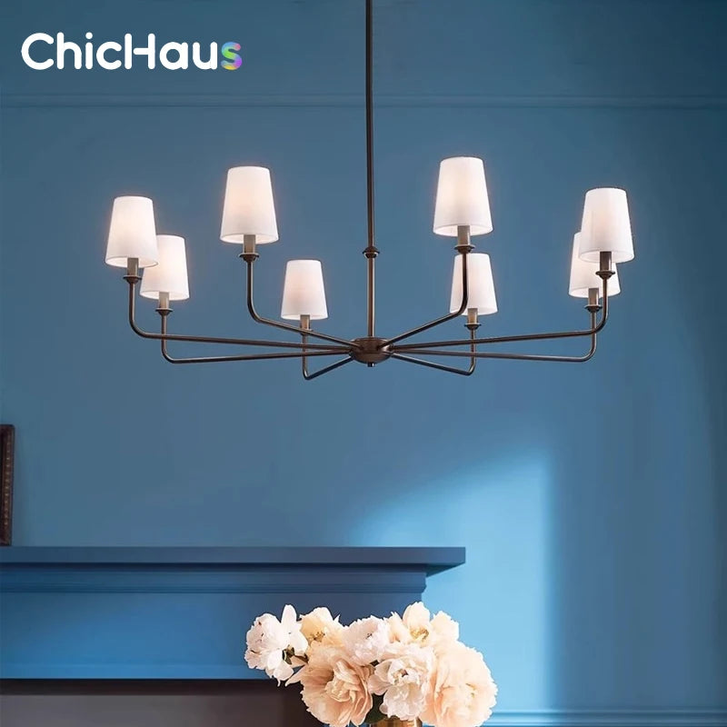 American Wrought Iron Vintage Chandelier Kitchen Island Lighting For Restaurant Bar Living Room Polished Gold/ Black Light