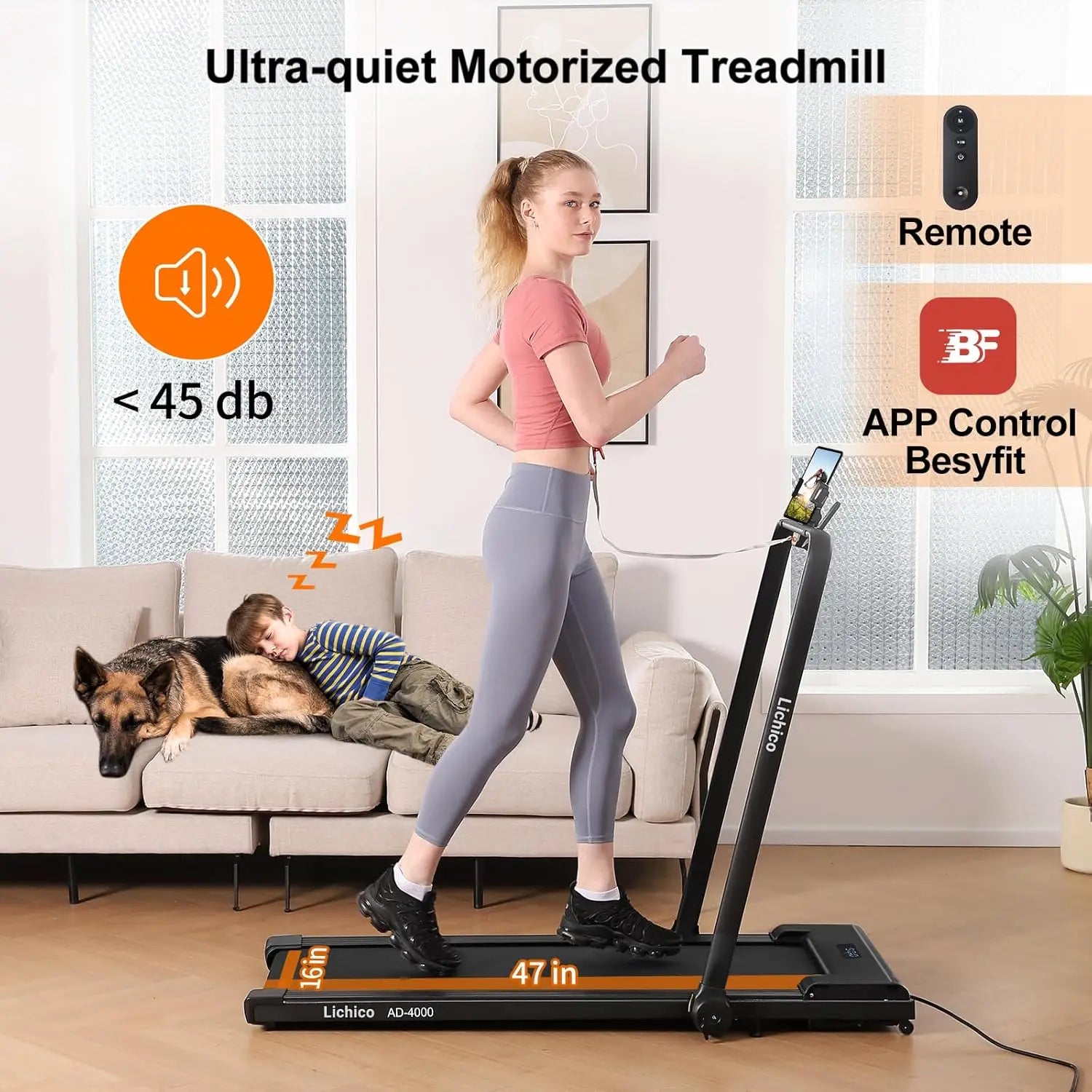 Walking Pad Under Desk Treadmill，Portable Small Treadmills For Home And Office，Super Quiet Brushless Motorized Walking J
