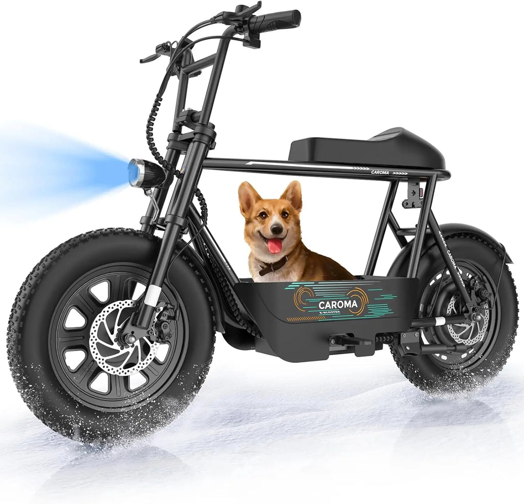 Peak 800W/1200W Electric Scooter with Seat, 16"All Terrain Fat Tire Electric Dirt Bike,Max 30Miles Ranges, op Speed 20Mph