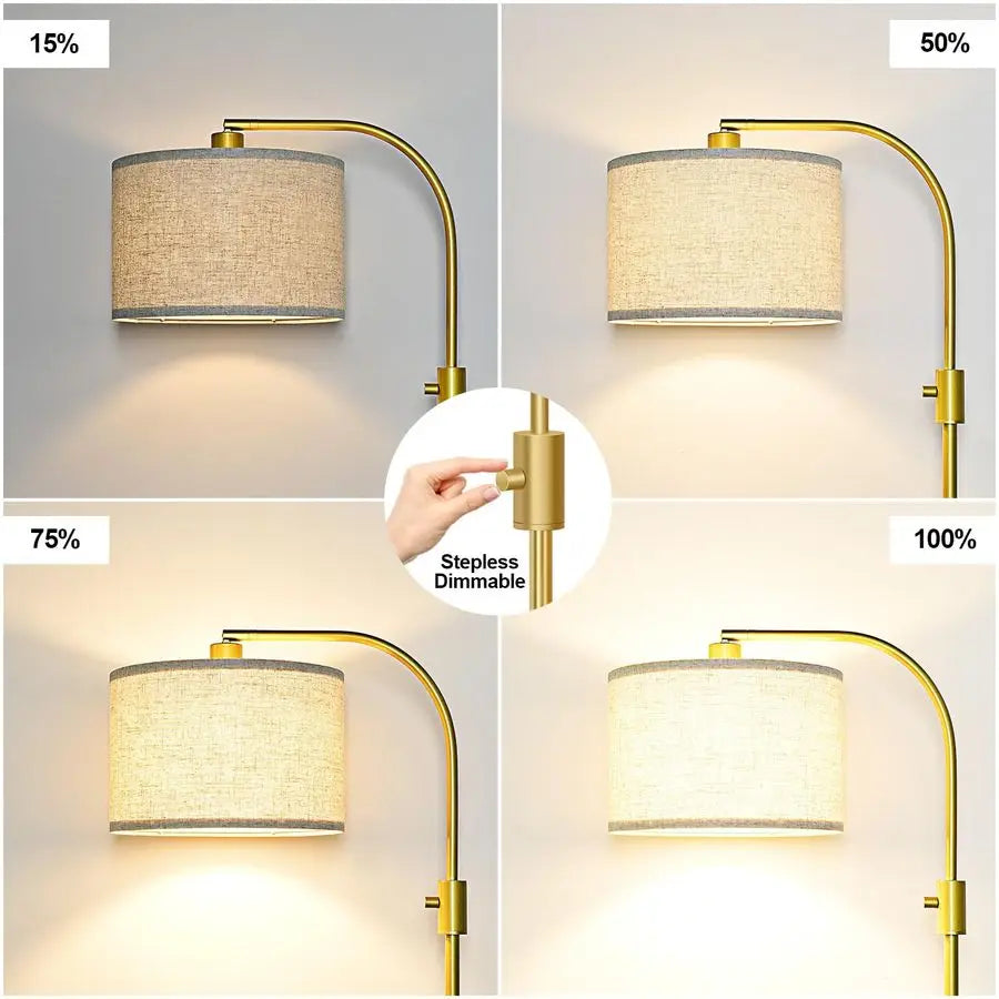 Upgraded Modern Arc Dimmable Tall Standing Floor Lamp with Linen Shade, 1200 Lumens LED Bulb Included, for Living amp Reading Ro