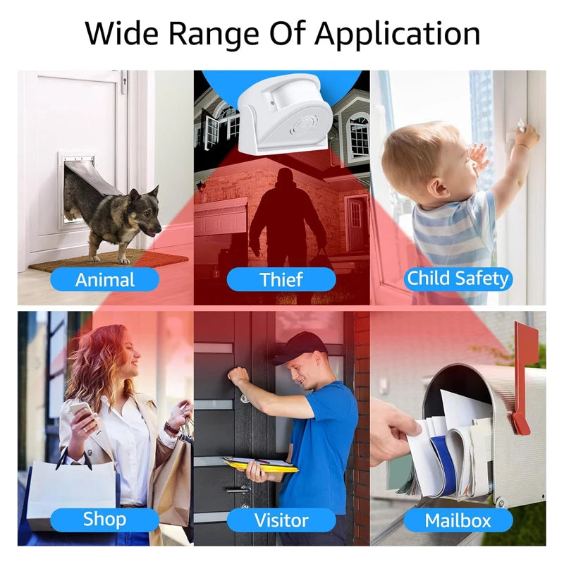 Infrared Motion Sensor, Music Alarm, Suitable for Guest Doorbell, Home Shop Hotel Welcome, Family Security System, Outdoor Use,