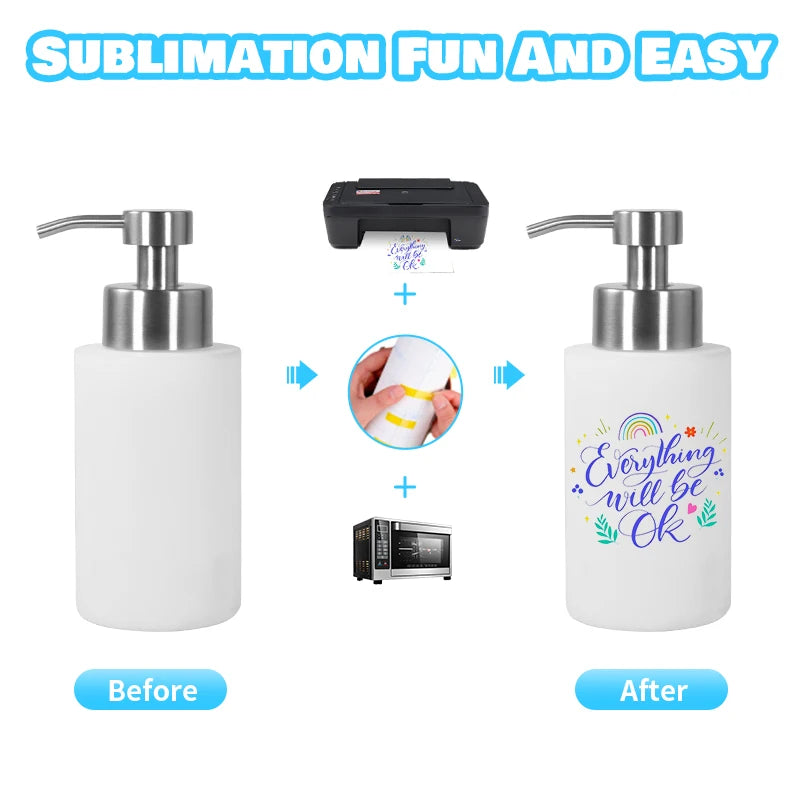25pcs 18oz 550ml Stainless Steel Sublimation White Soap Dispenser Hand Sanitizer Bottle With Pump He
