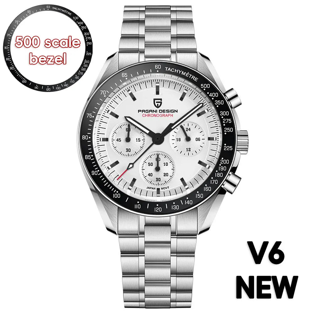 PAGANI DESIGN 2025 New Saturn Men's Watches Top Luxury Quartz Watch Men Light Tan Chronograph AR Sapphire crystal Wristwatch Men