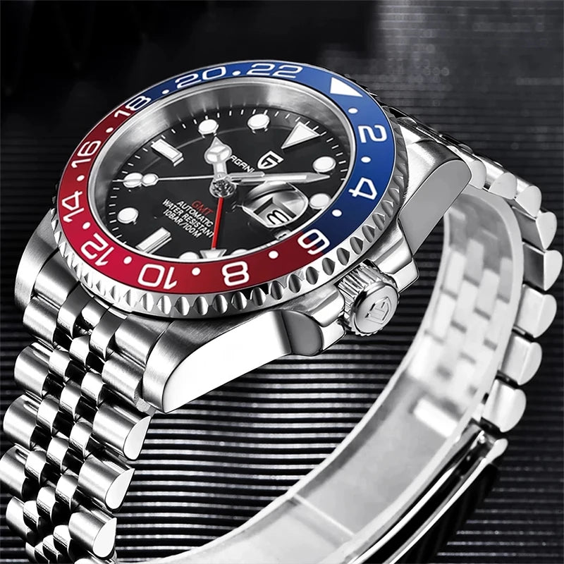 New PAGANI DESIGN GMT Automatic Men Watch 40mm Multi-time Zone Mechanical Watches Stainless Steel Waterproof Clock PD-1662