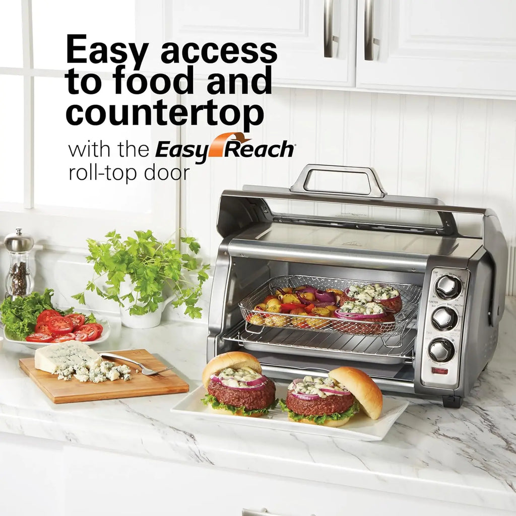Large Capacity Air Fryer Toaster Oven Combo with 4 Functions, Fits 6 Slices or 12" Pizza, Stainless Steel
