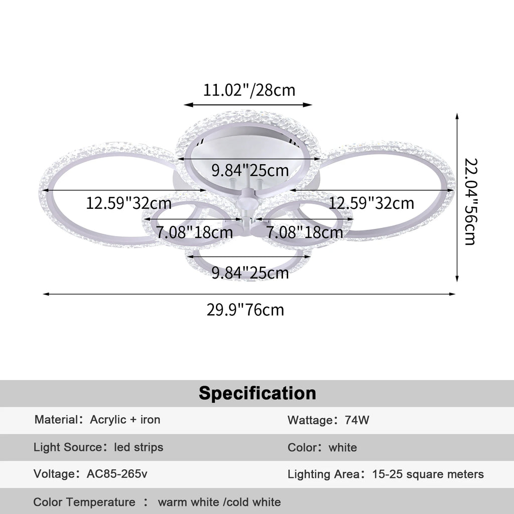 Acylic Led Ceiling Light Modern Dining Living Room Decoration Ceiling Lamp Chandelier Indoor Pendant Lustre Bedroom Home Fixture