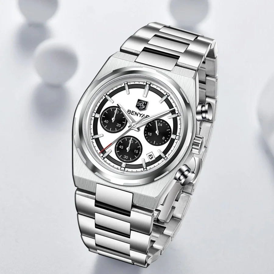 BENYAR New Quartz Automatic Date Chronograph Luminous Life Waterproof Luxury Men watch 40mm Dial Stainless Steel Strap Man watch