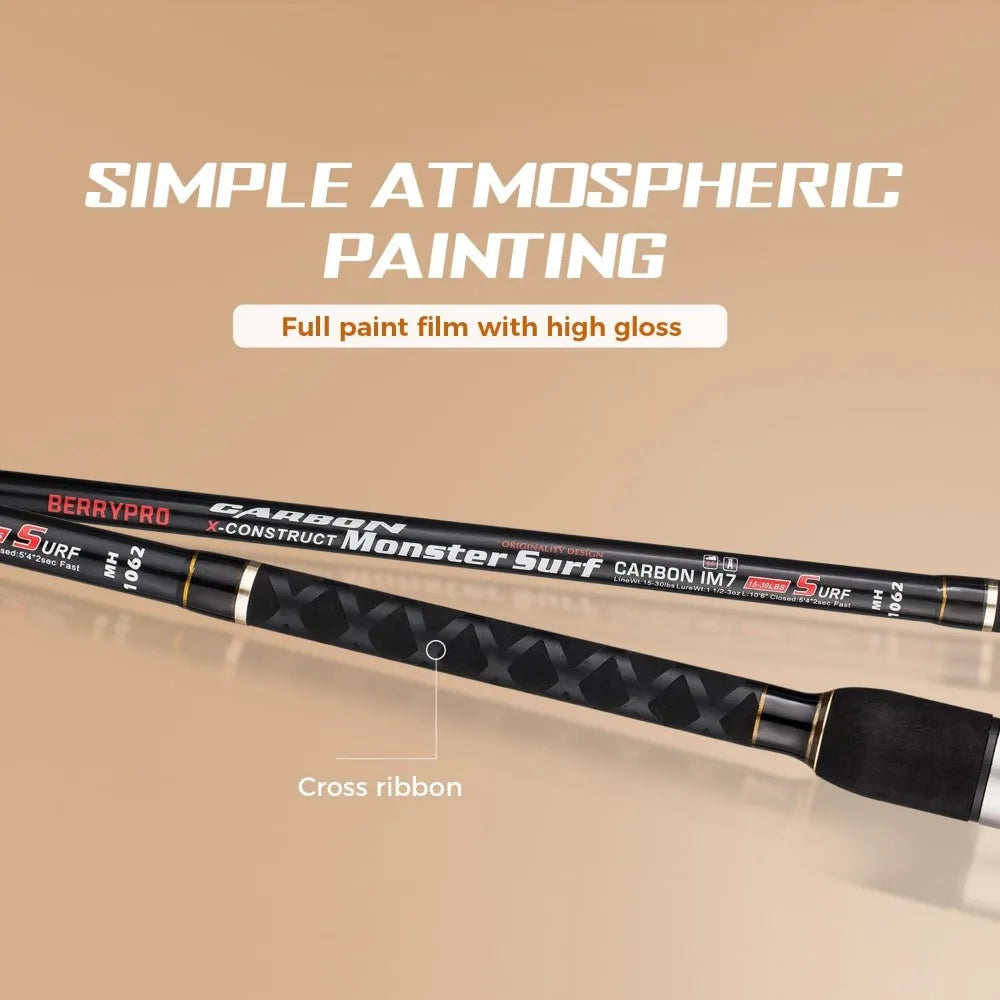 Graphite Surf Spinning Fishing Rod - 9ft to 12ft Lengths, Durable and Versatile for Saltwater and Freshwater Angling