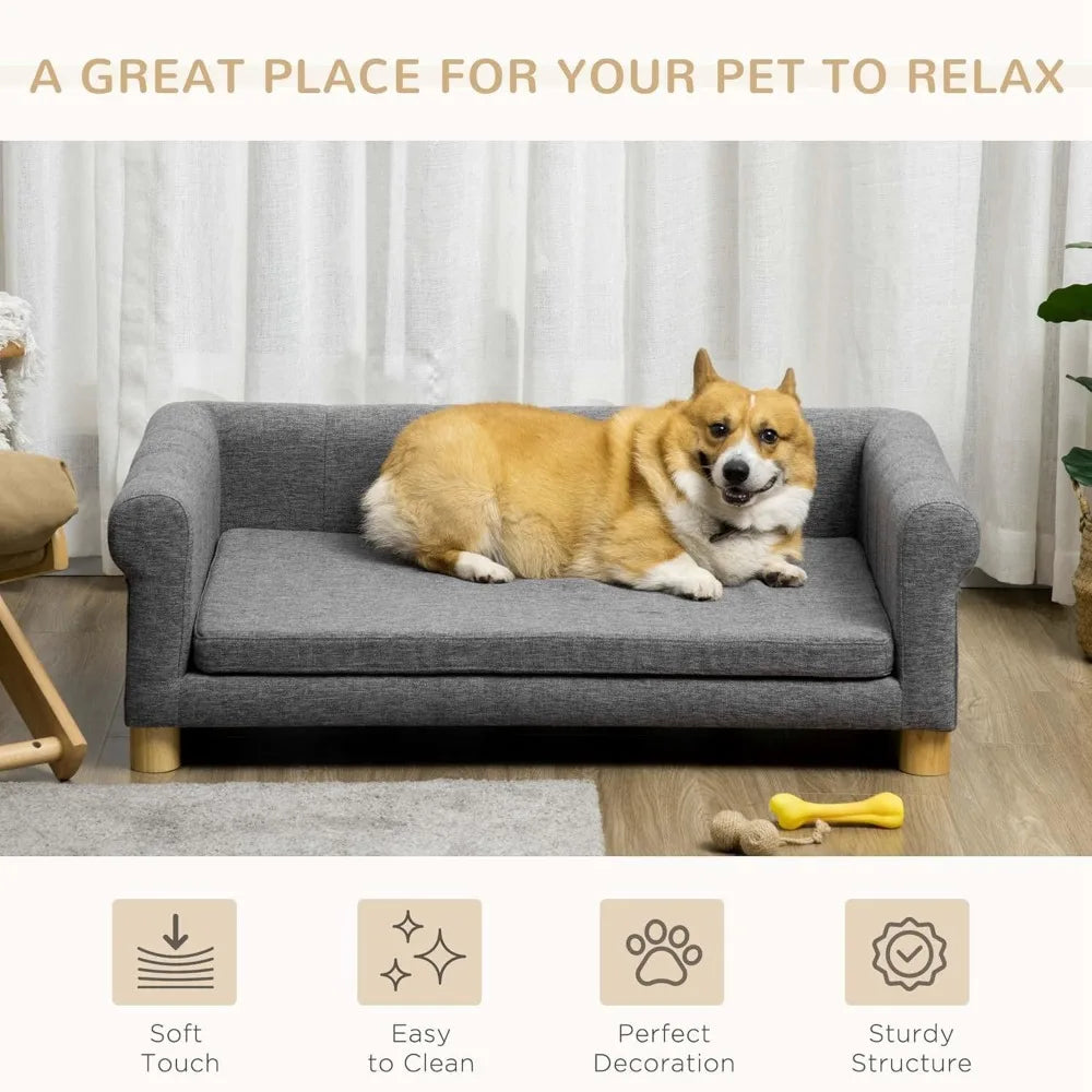 Elevated Pet Sofa Bed for Medium to Large Dogs and Cats - Removable Cushion, Comfortable Sleeping Area