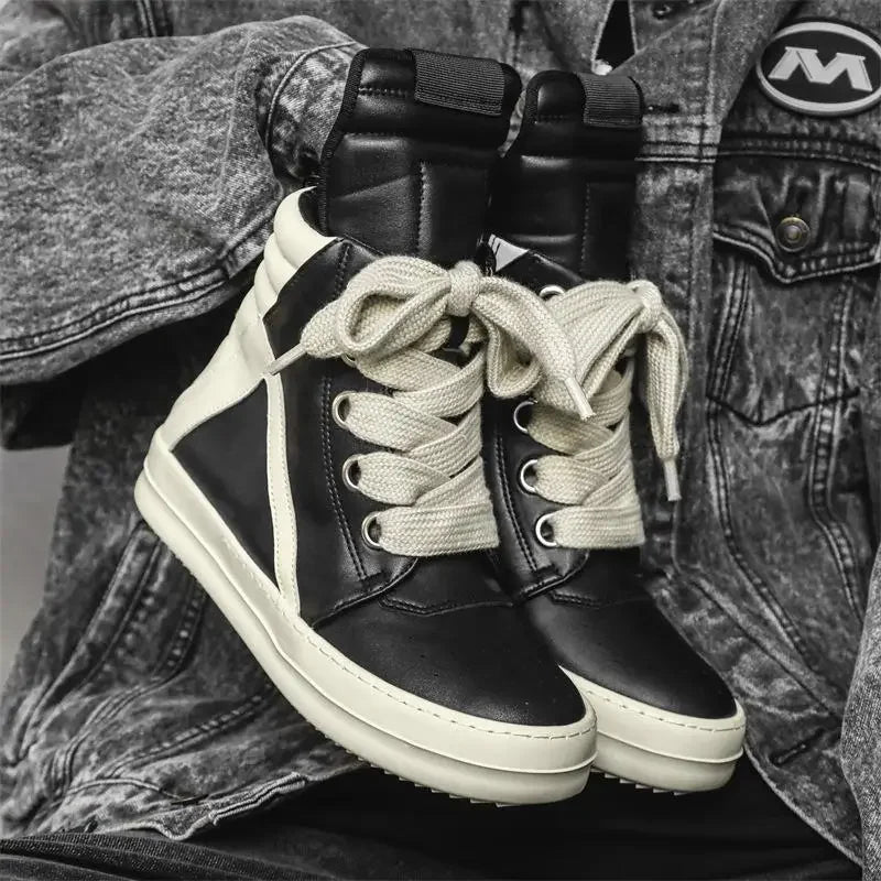 RO Same Style High-Top Long Boots Autumn/Winter Men's Shoes High Street Niche Vintage Motorcycle Versatile Sport Casual Shoes Me