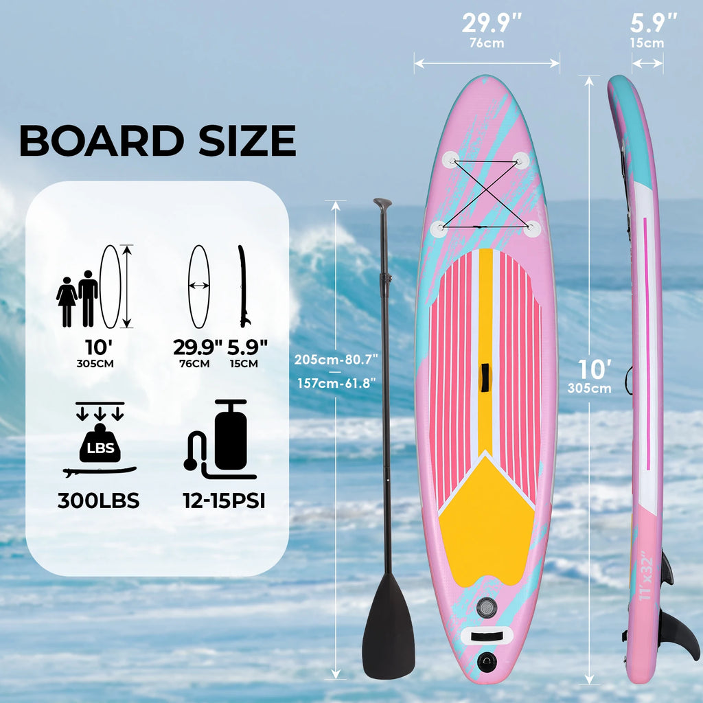 Inflatable Stand Up Paddle Board with SUP Accessories, Anti-Slip EVA Deck, 305CM Inflatable Paddle Boards for Adults & Youth