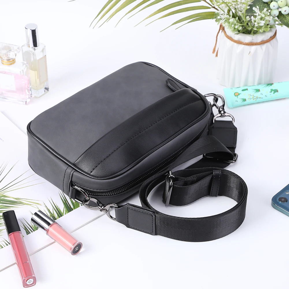 Casual Business Male Messenger Bag Wide Strap Shoulder Messenger Bag Small Square Plaid Designer for Travel Work Male Sling Bags