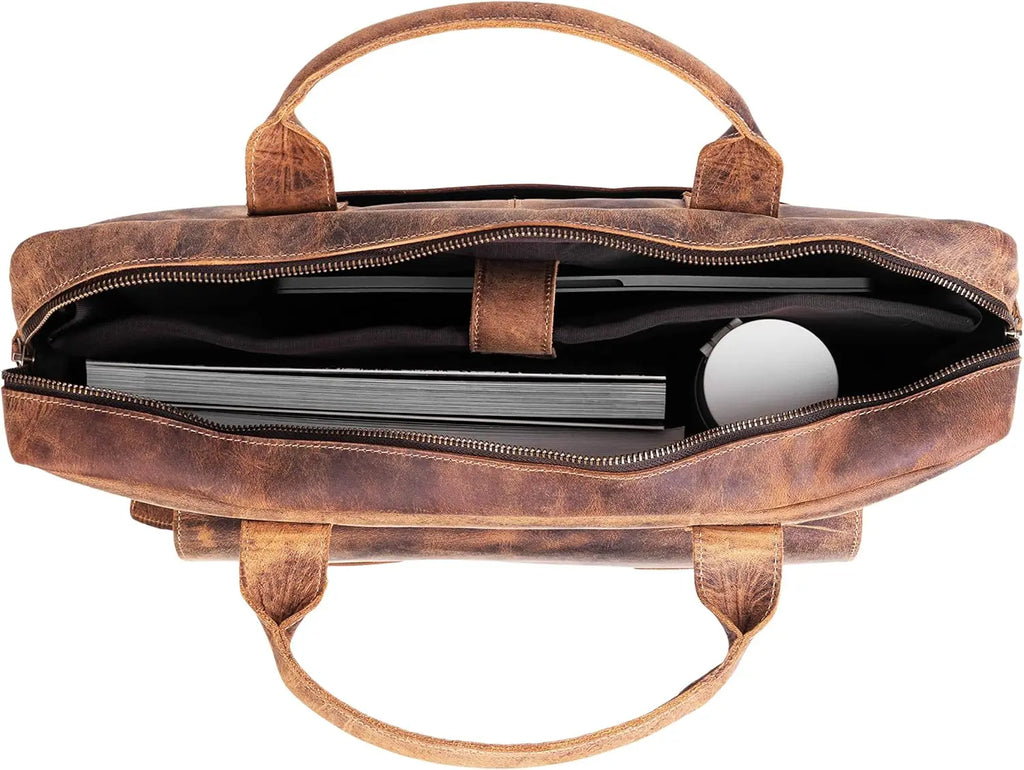 Leather briefcase 18 Inch Laptop Messenger Bags for Men and Women Best Office Briefcase Satchel Bag