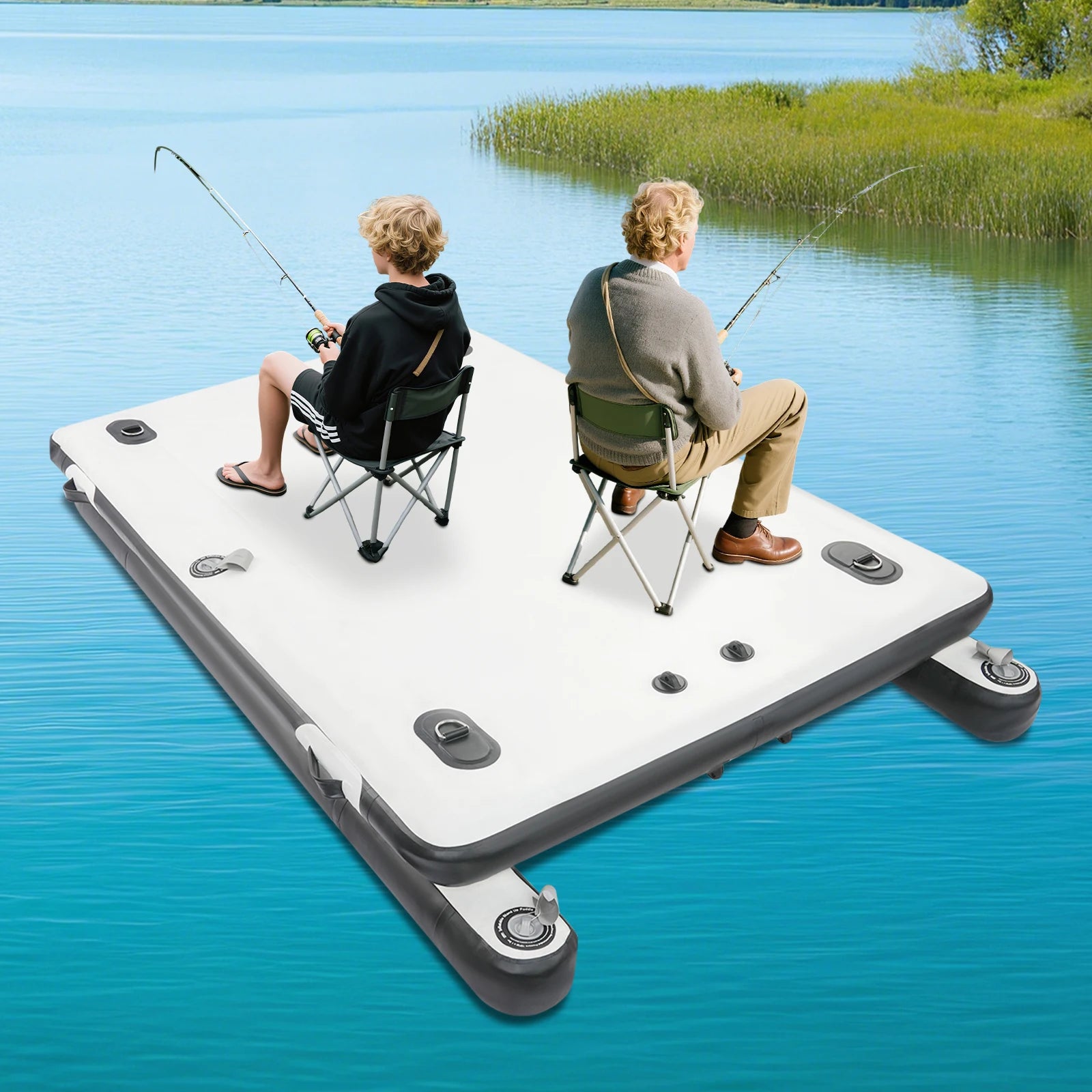 PVC Portable Fishing Boat Inflatable Boat Multi Person Inflatable Swimming Dock 400kg Load Capacity for Amping/Family Bonding