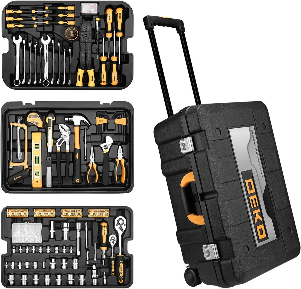 258-Piece Rolling Tool Kit with Portable Case, Wrench Set for Home and Professional Use