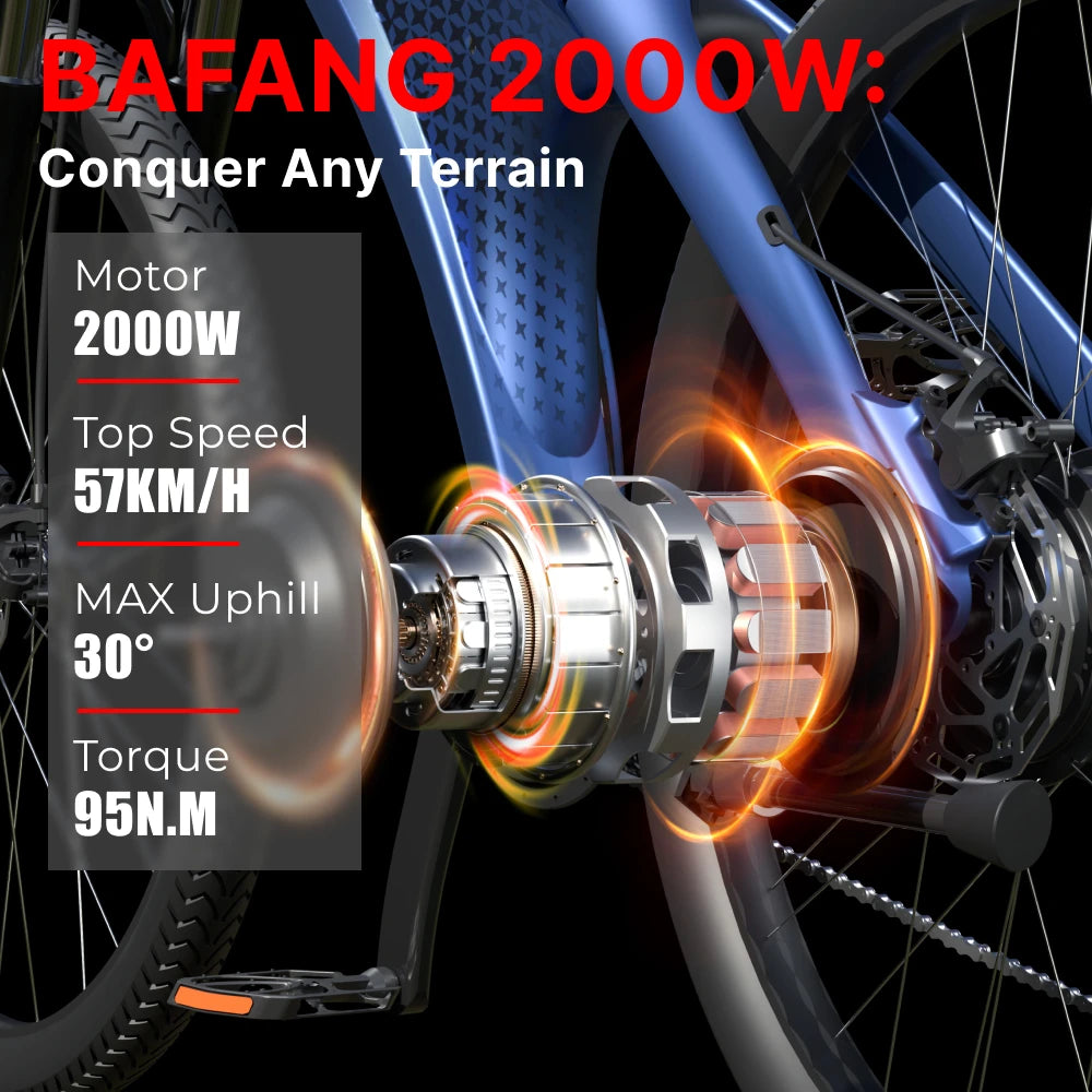 HX Q5 2000W Ebike Adult Electric Mountain Bicycle 27.5 inch Electric Bike 57km/h Removable battery Moped E Bikes Road Bike