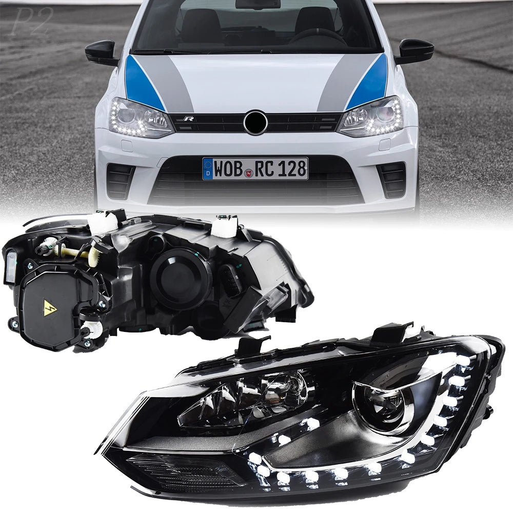 Headlight for VW Polo TSI 2011-2018 Car LED DRL Hella автомобильные товары Hid H7 Vento Polo GTI Car Accessories