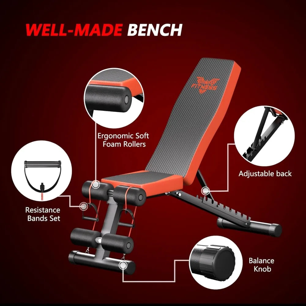 Deskeuzeew Adjustable Weight Bench With 8 Positions for Full Body Workout Foldable 660 LB Workout Bench Press for Home Gym Stren