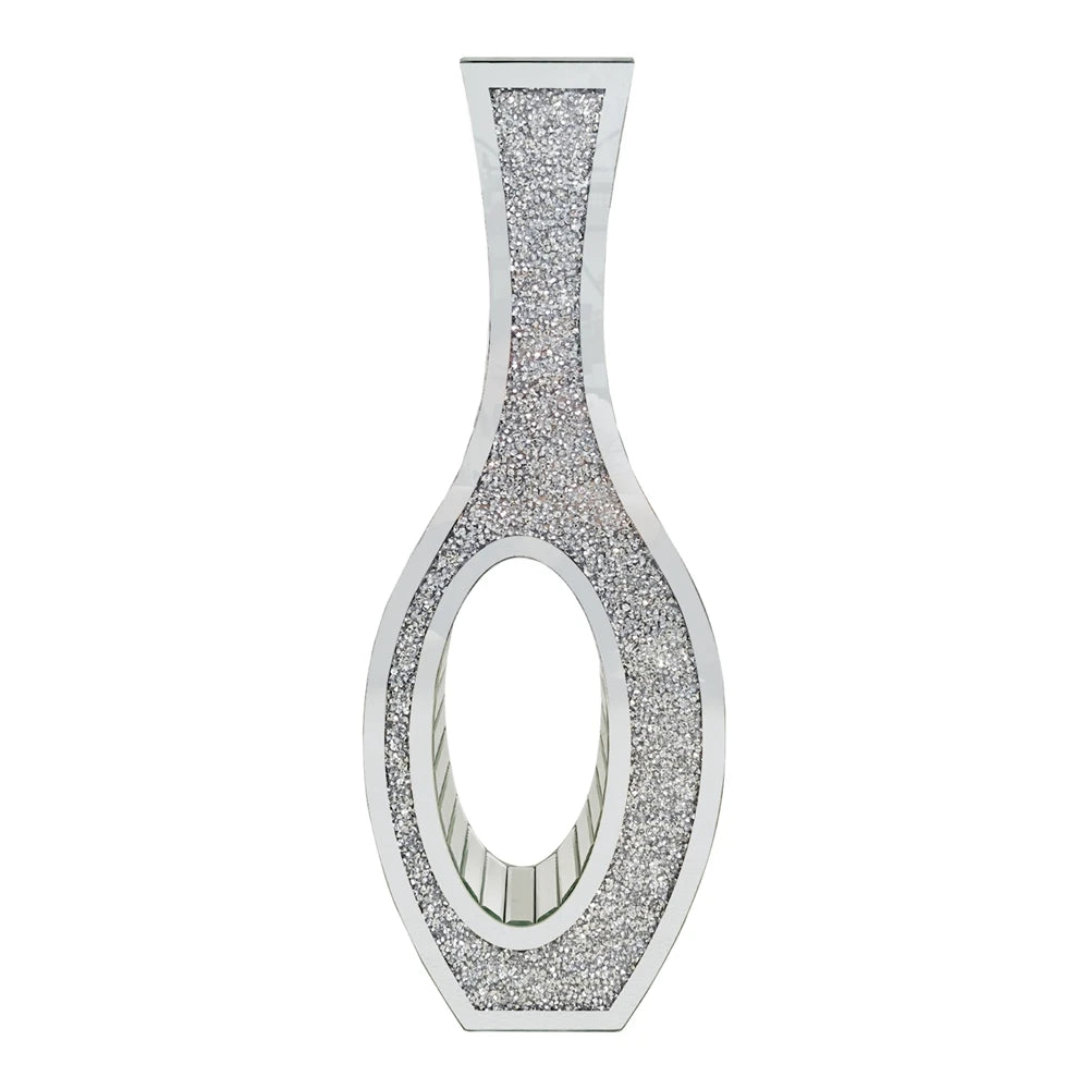 Tall Silver Mirrored Vase Decorative Crush Diamond Floor Grass Vase