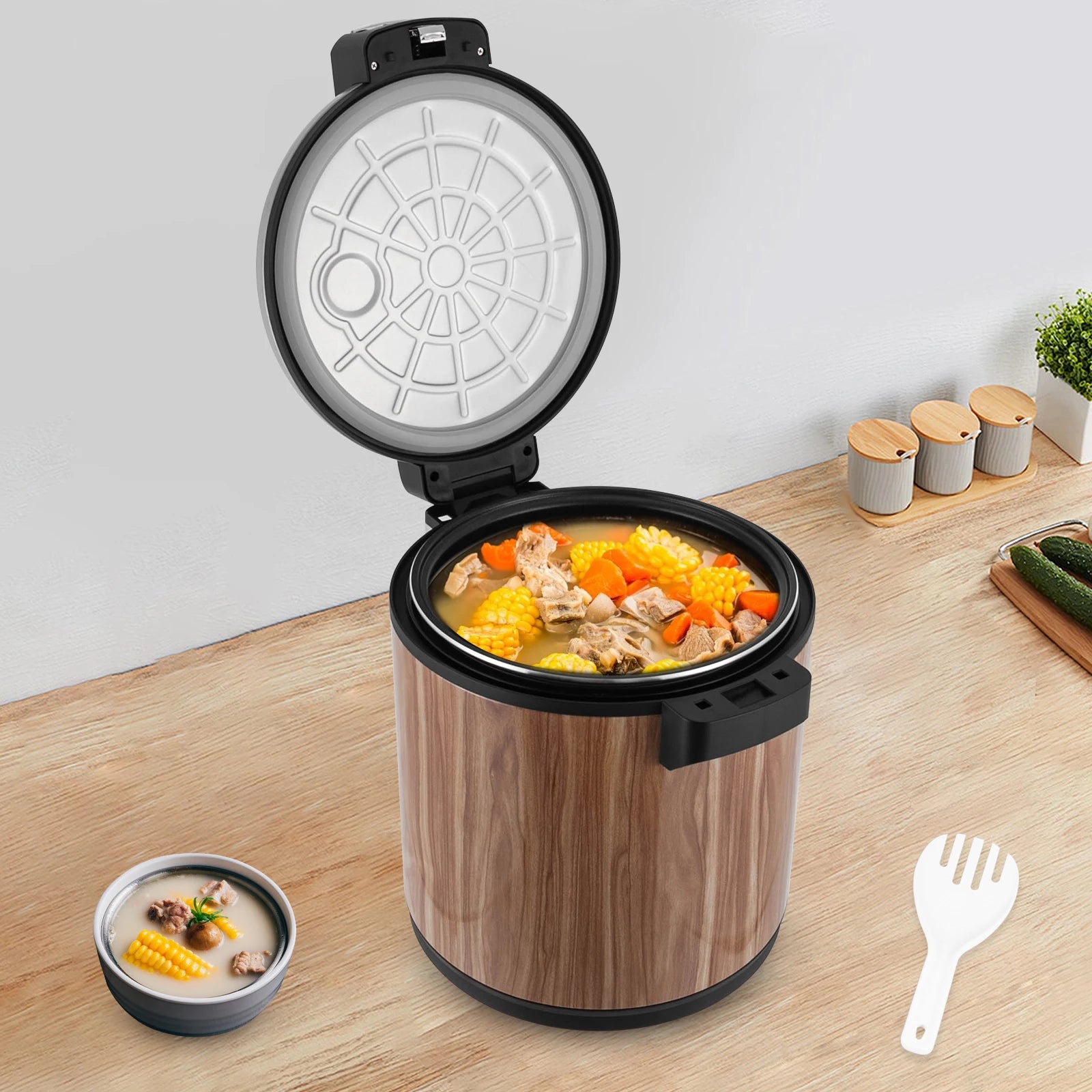 Commercial Electric Food Warmer with Rice Spoon, 100 Cups Stainless Steel Rice Warmer, Heavy Duty 23L/6Gal Cooked Rice Warmer