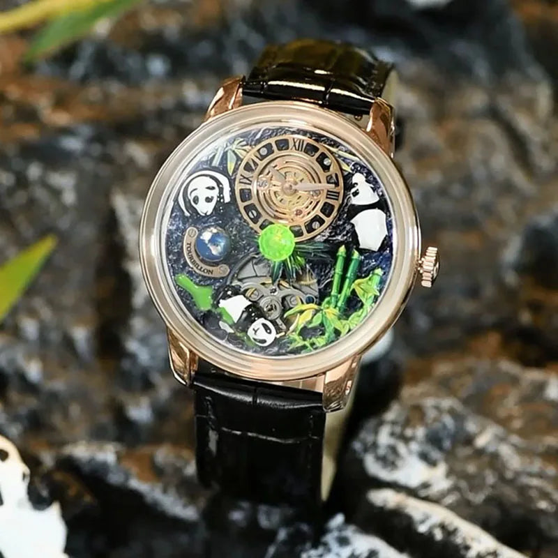 PINDU New Men Wristwatches Top Brand Luxury Mechanical Watch Panda Paradise Watch Men Stainless Steel Waterproof M2791B Movement