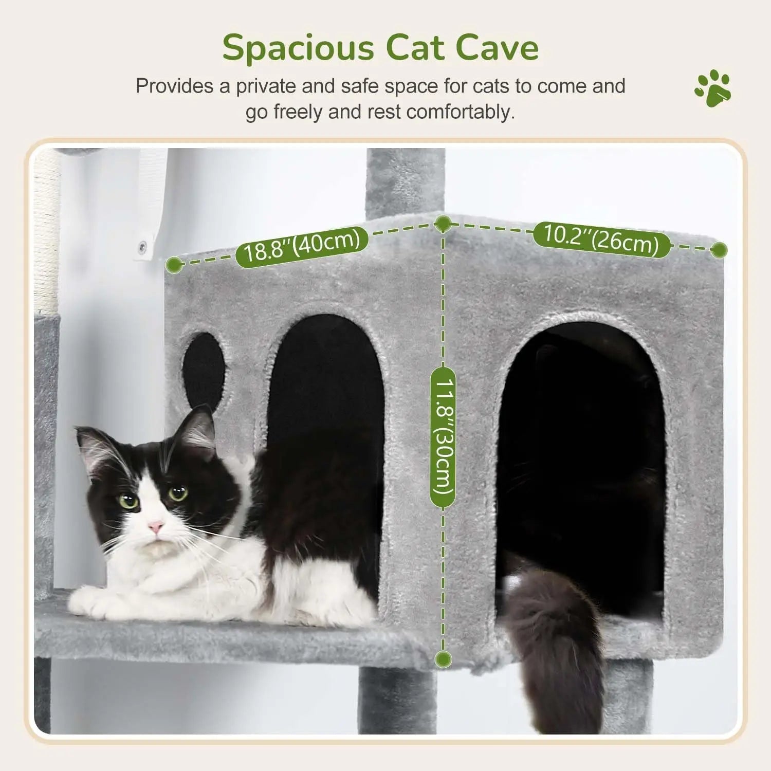 53-Inch Tall Plush Cat Tree Tower with Scratching Post, Hammock, and Cave for Indoor Cats